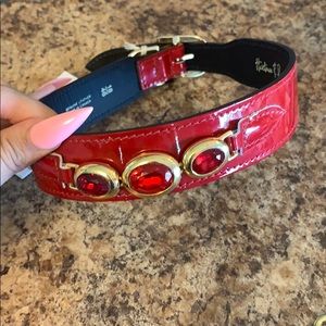 Hartman & Rose red leather dog collar 18”